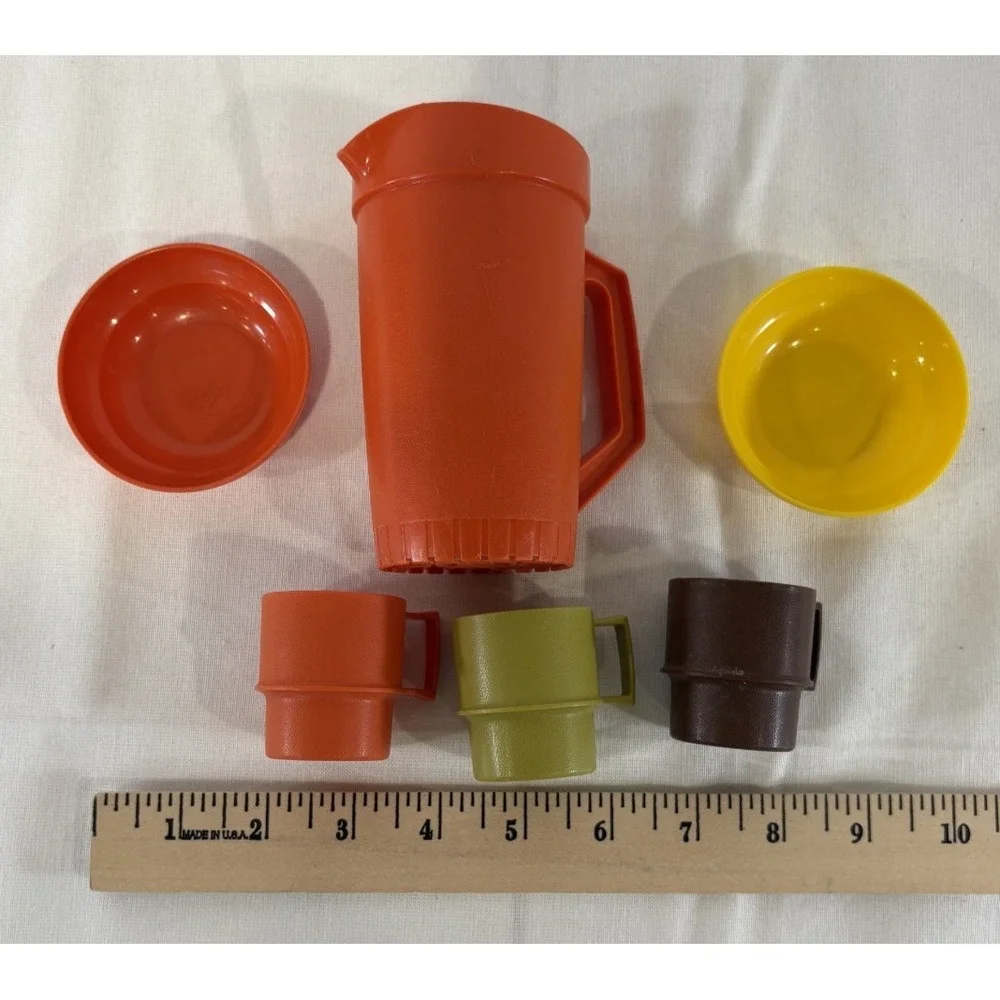Tupperware Kids Play Toy Mini Serve It Pitcher Mug Cereal Bowl Set of 6 Items